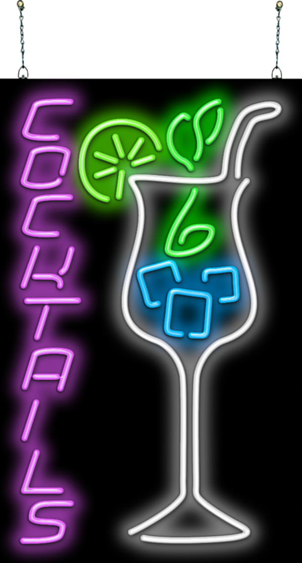 Vertical Cocktails Neon Sign