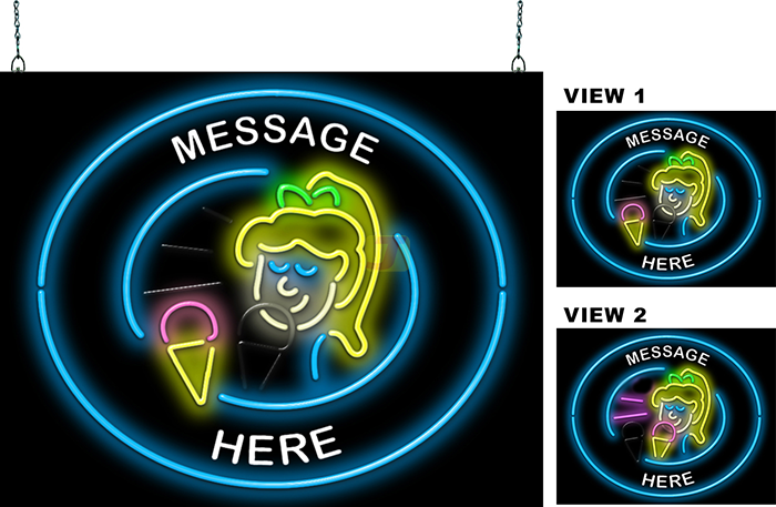Custom Message Ice Cream Animated Neon Sign