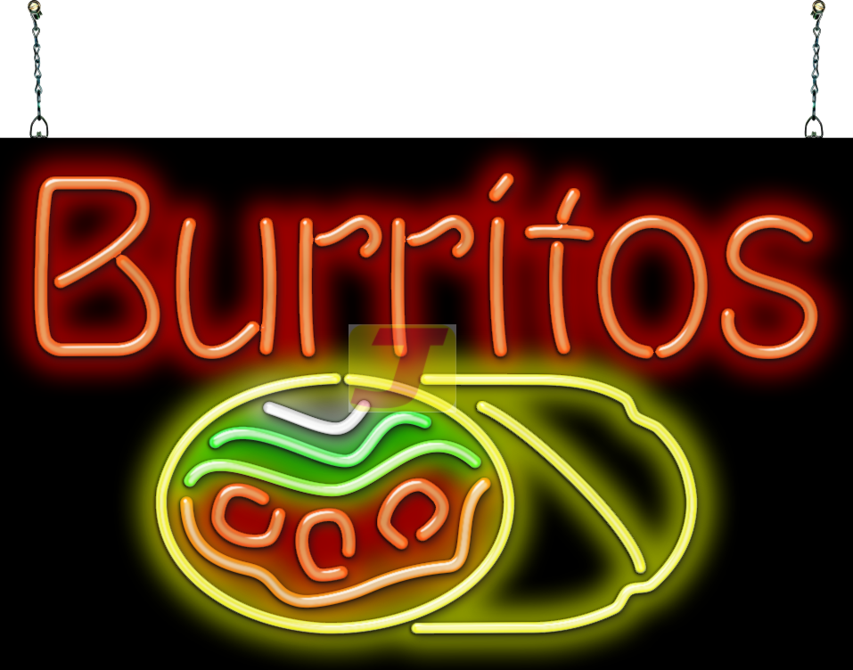 Burritos Neon Sign with Graphic