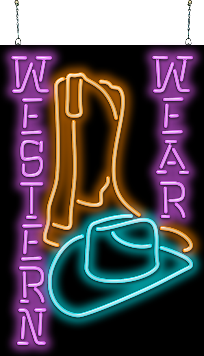 Western Wear w/Hat and Boots Neon Sign
