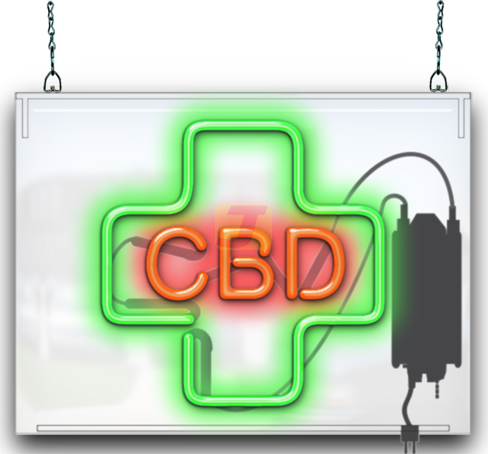 Liquidation CBD Neon Sign with Medical Cross - Clear Backing