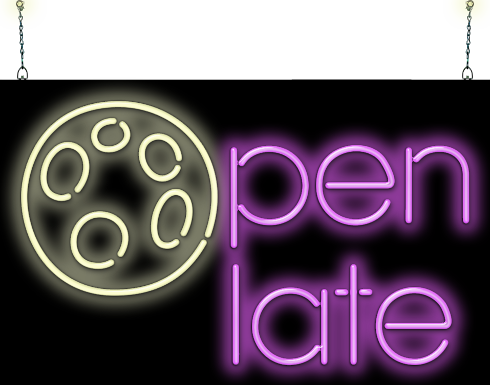 Moon Open Late Neon Sign