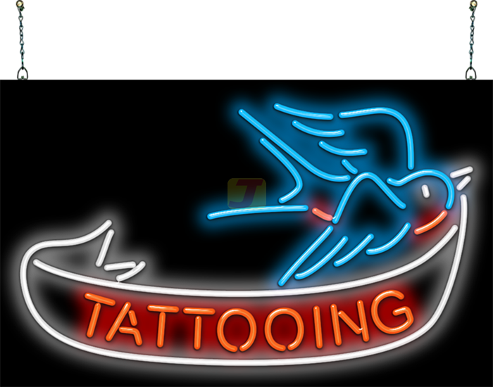 Tattooing Neon Sign with Bird Graphic