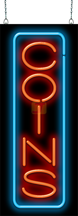 Coins Vertical Neon Sign