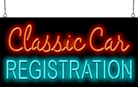 Classic Car Registration Neon Sign