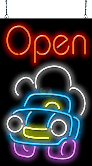 Open with Car Neon Sign