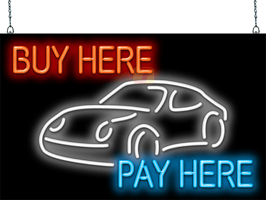 Buy Here Pay Here with Graphic Neon Sign