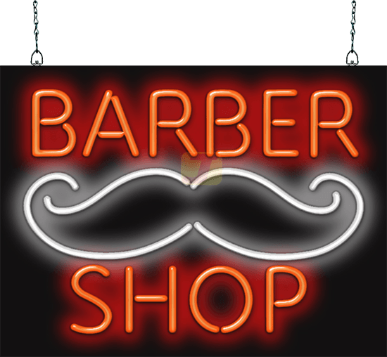 Barber Shop with Graphic Neon Sign