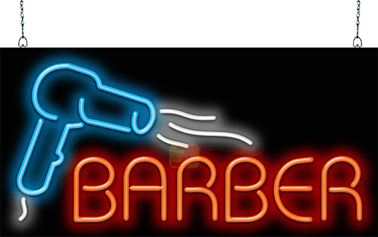 Barber with Hair Dryer Neon Sign