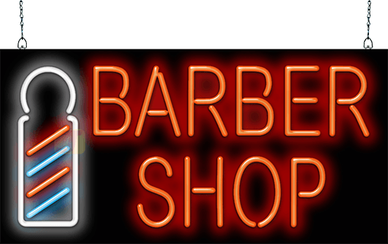 Barber Shop with Pole Neon Sign