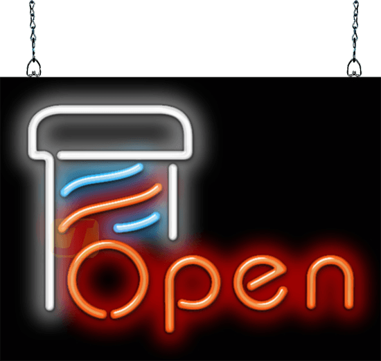 Barber Pole Neon OPEN Sign