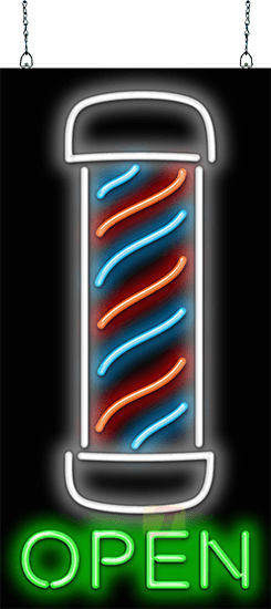 Barber Pole Open Neon Sign