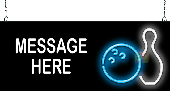 Custom Message Bowling Ball & Pin Neon Sign