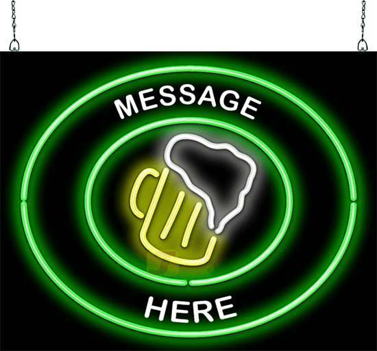 Custom Message Beer Mug Circular Neon Sign