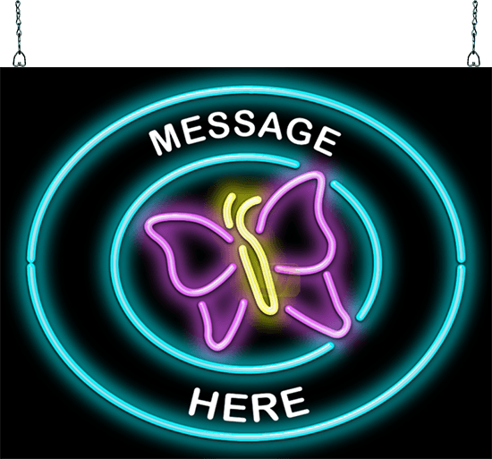 Custom Message Butterfly Circular Neon Sign