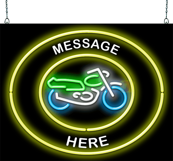 Custom Message Motorcycle Circular Neon Sign