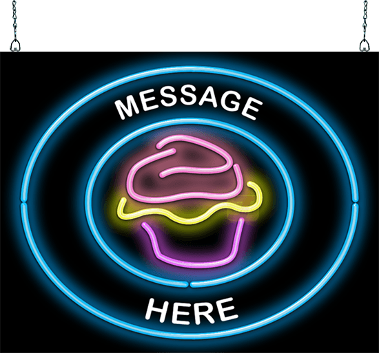 Custom Message Cupcake Circular Neon Sign