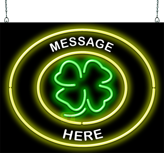 Custom Message Four Leaf Clover Circular Neon Sign