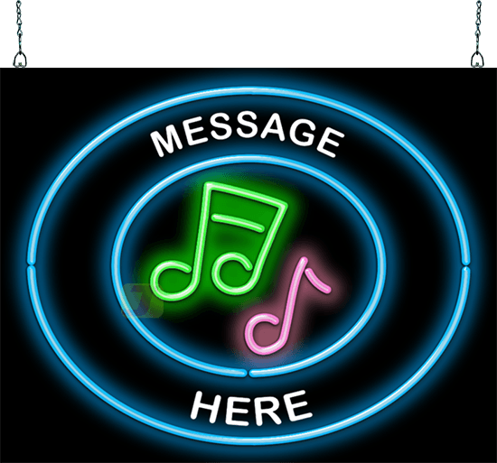 Custom Message Music Note Circular Neon Sign