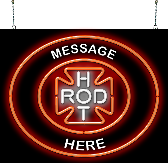 Custom Message Hot Rod Circular Neon Sign