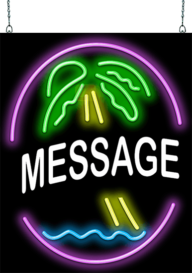 Custom Message Circular Palm Tree Neon Sign