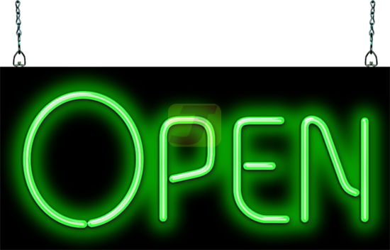 Open Green Neon Sign