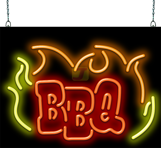 BBQ with Flames Neon Sign