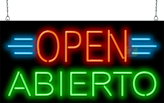Open Abierto Neon Sign