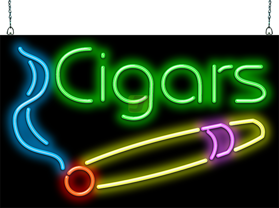 Cigars with Graphic Neon Sign