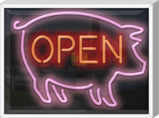 Outdoor Pig Open Neon Sign