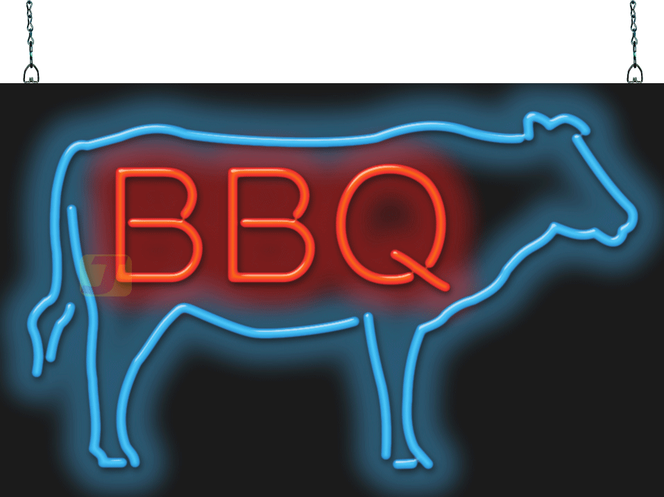 BBQ with Cow Neon Sign