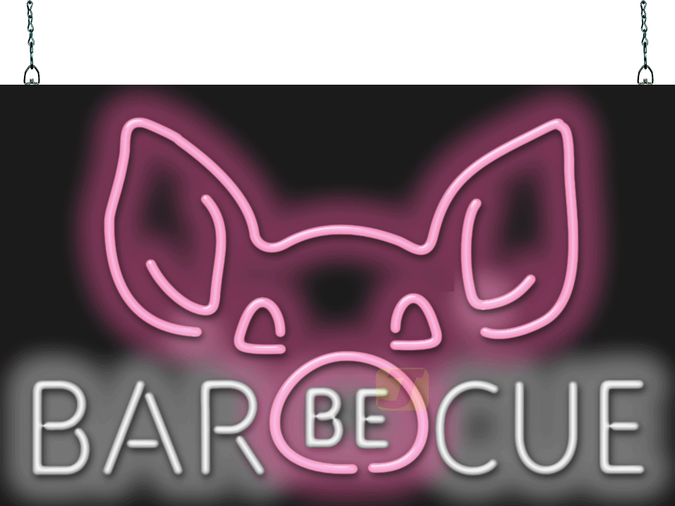 Barbecue with Pig Face Graphic Neon Sign