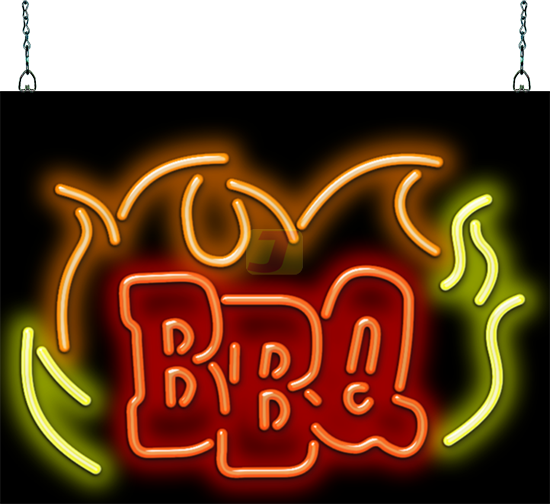 BBQ Neon Sign with Flames