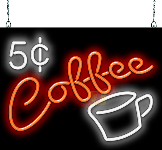 5 Cent Coffee Neon Sign