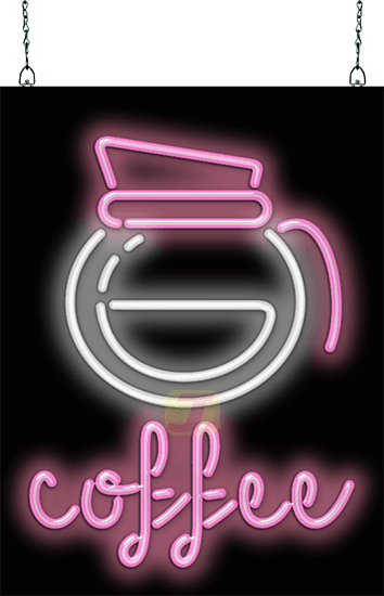 Coffee with Coffee Pot Graphic Neon Sign