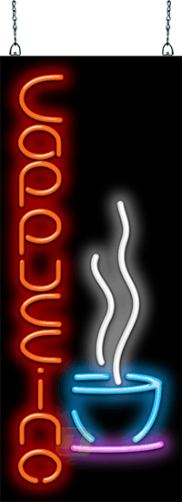 Cappuccino with Cup Neon Sign Vertical