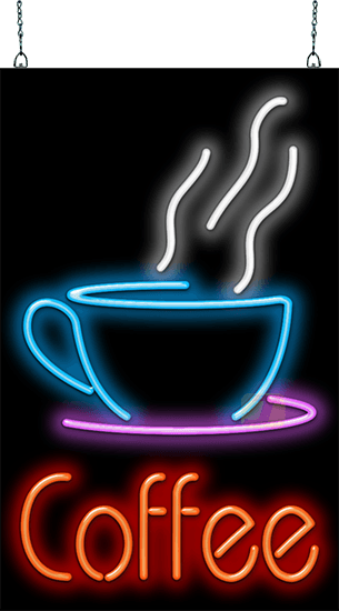Coffee with Cup Neon Sign Large
