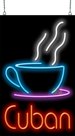 Cuban with Coffee Cup Neon Sign