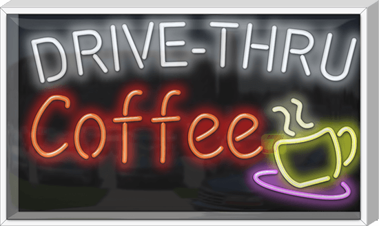 Outdoor XL Drive-Thru Coffee Neon Sign