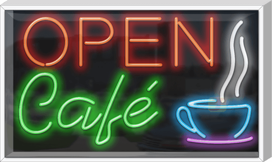 Outdoor XL Open Cafe Neon Sign