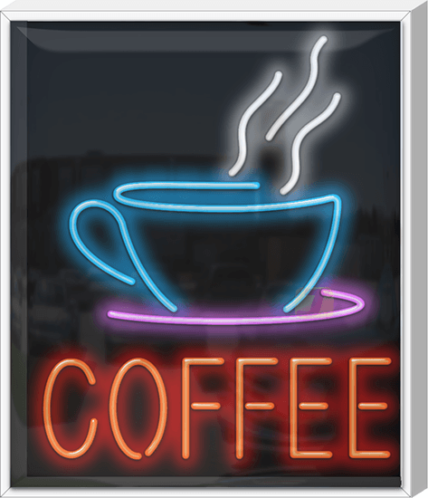 Outdoor Coffee with Cup Neon Sign