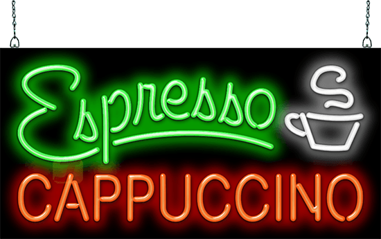 Espresso & Cappuccino with Cup Neon Sign