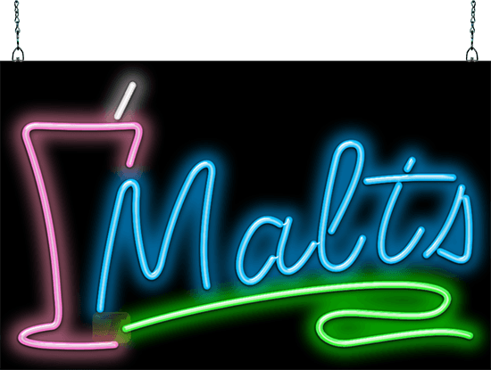 Malts with Glass Neon Sign