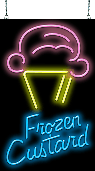 Ice Cream Cone with Frozen Custard Neon Sign