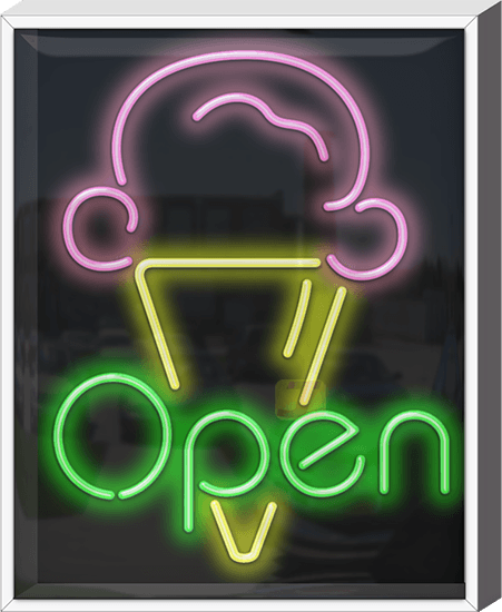 Outdoor Ice Cream Open Neon Sign