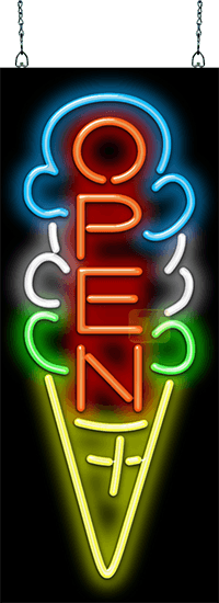 vertical neon open sign