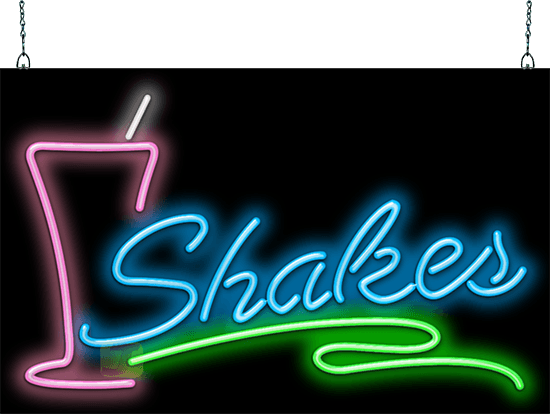 Shakes with Glass Neon Sign