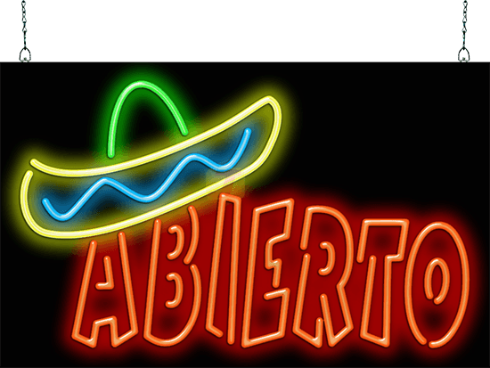 Abierto with Graphic Neon Sign