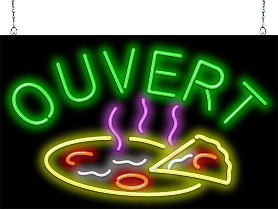 Ouvert with Pizza Neon Sign