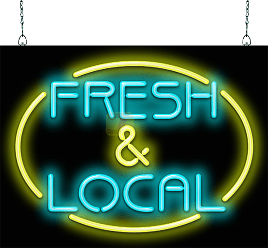 Fresh & Local with Round Border Neon Sign